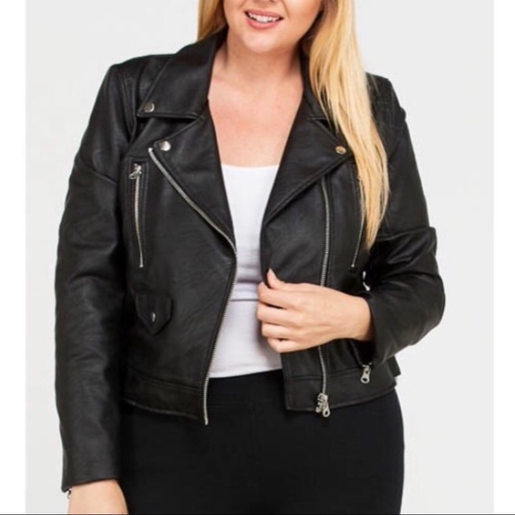 ✨2X HP✨ Plus Size Black Leather Moto Jacket - Picture 3 of 8